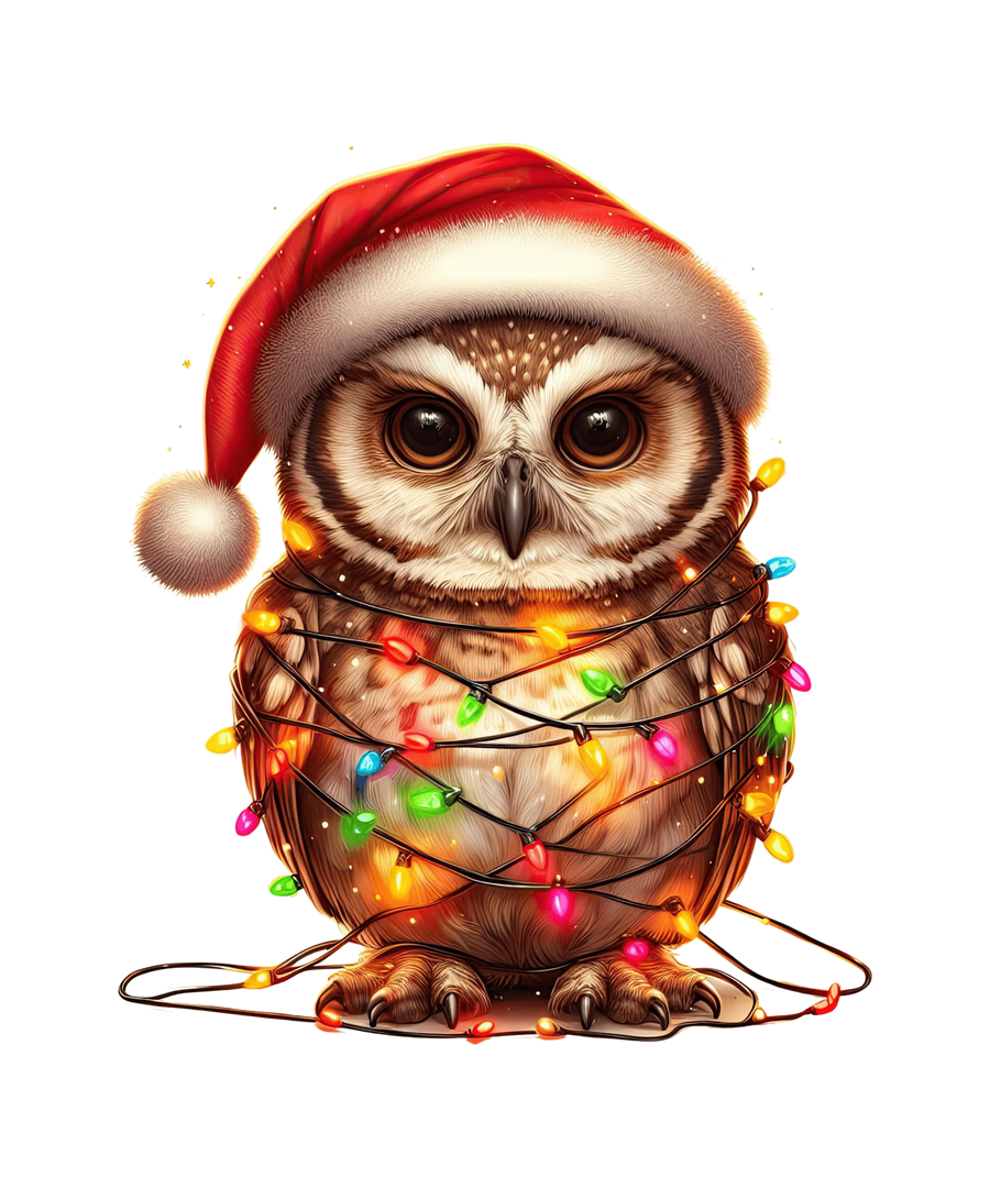 Christmas Owl Tree Design - DTF Ready To Press