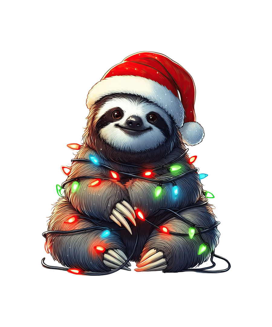 Christmas Sloth Tree Design - DTF Ready To Press