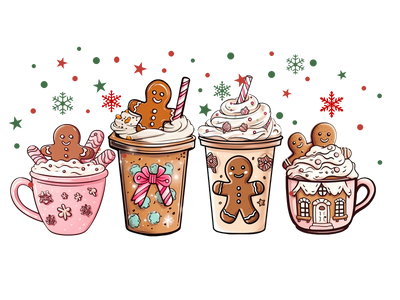 Gingerbread and Cups Christmas Design | DTF Dallas - DTF Dallas 