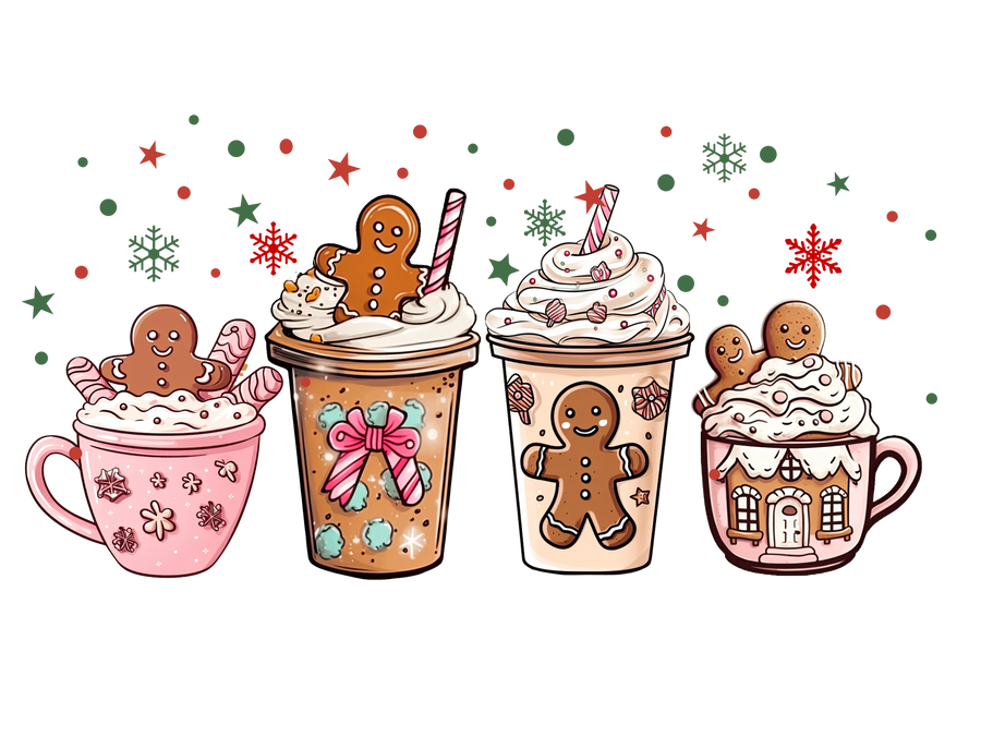 Gingerbread and Cups Christmas Design | DTF Dallas