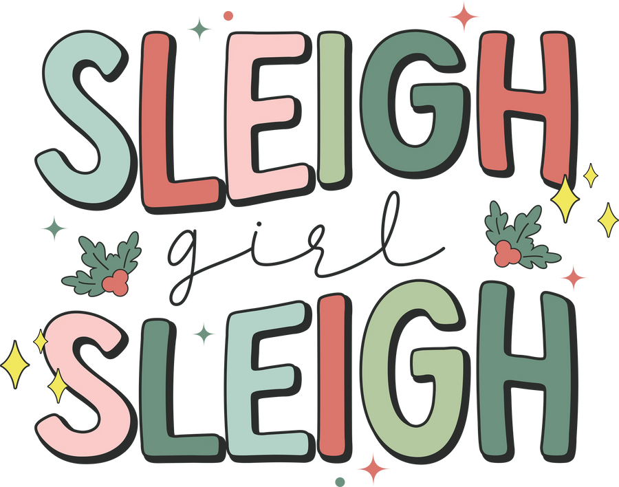 Sleigh Girl Christmas Design - DTF Ready To Press