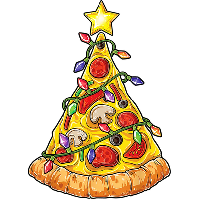 Christmas Pizza Tree Design - DTF Ready To Press - DTF Dallas 