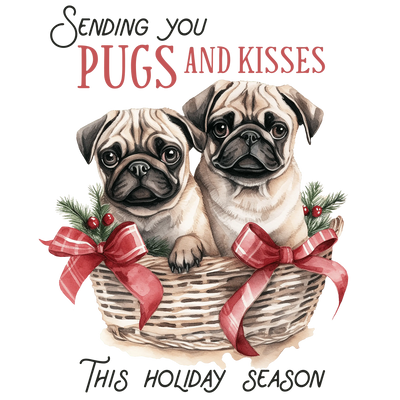 Sending You Pugs and Kisses Christmas Design | DTF Dallas - DTF Dallas 