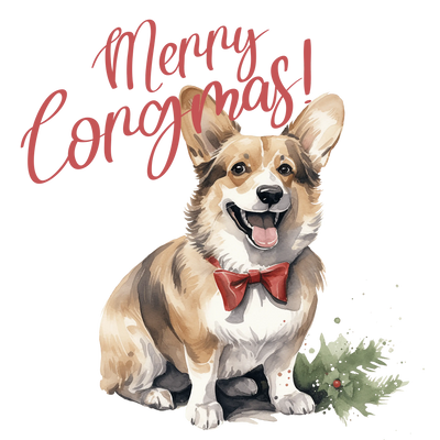 Merry Christmas Corgi Design - DTF Ready To Press - DTF Dallas 