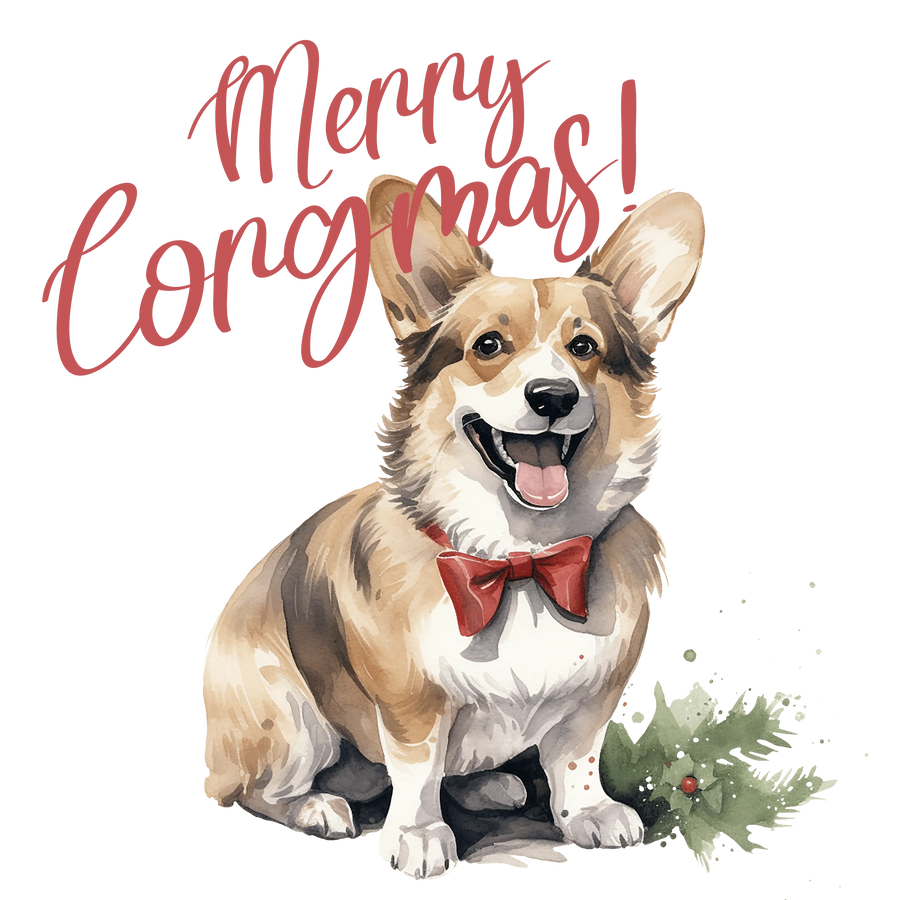 Merry Christmas Corgi Design - DTF Ready To Press