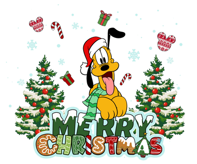 Pluto Pup Christmas Tree Design - DTF Ready To Press - DTF Dallas 