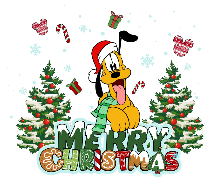 Pluto Pup Christmas Tree Design - DTF Ready To Press