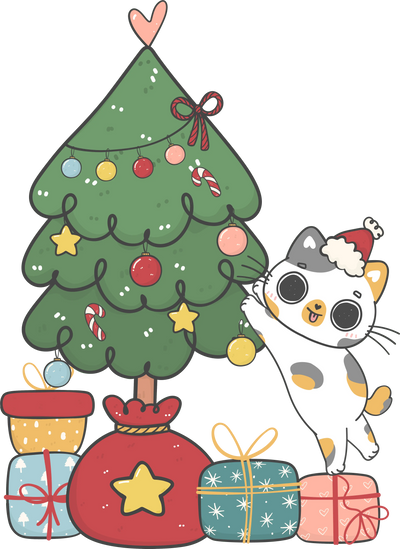 Christmas Cat Gifts Design - DTF Ready To Press - DTF Dallas 