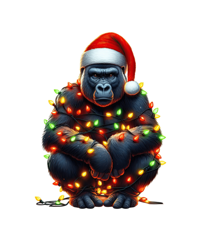 Christmas Gorilla Tree Design - DTF Ready To Press - DTF Dallas 