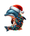 Christmas Dolphin Tree Design - DTF Ready To Press