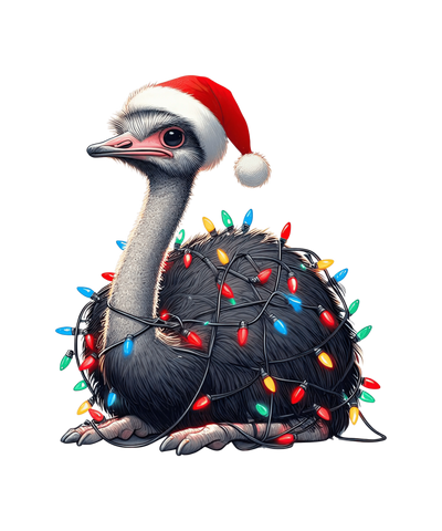 Christmas Ostrich Tree Design - DTF Ready To Press - DTF Dallas 