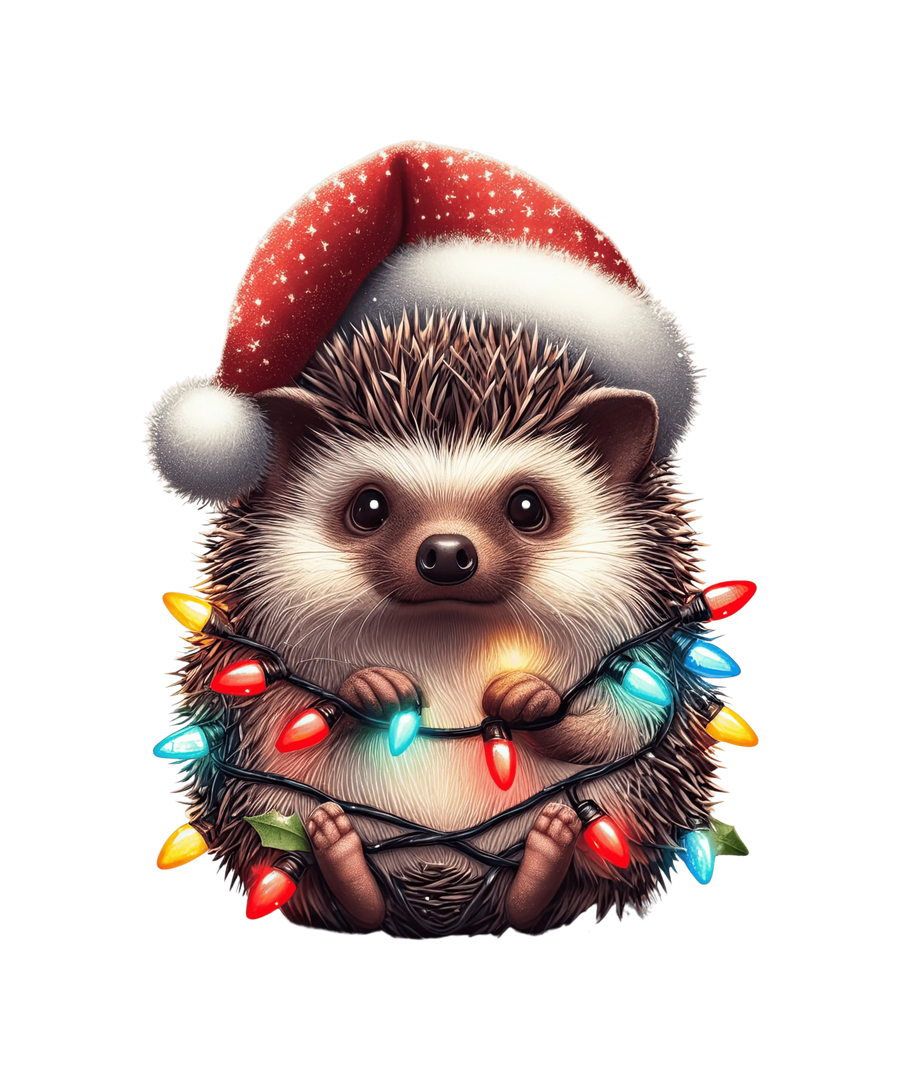 Christmas Hedgehog Tree Design - DTF Ready To Press
