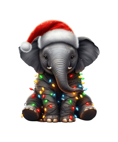Christmas Elephant Tree Design - DTF Ready To Press - DTF Dallas 