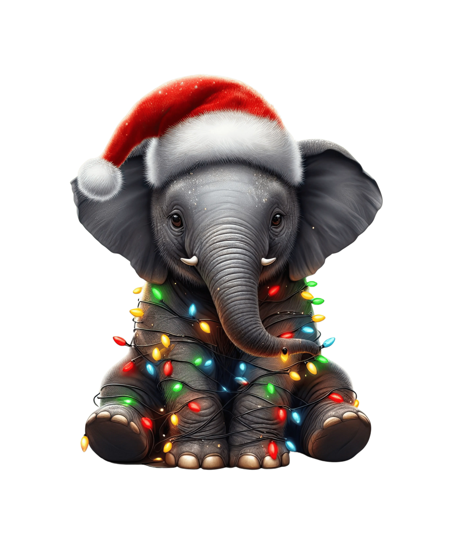 Christmas Elephant Tree Design - DTF Ready To Press
