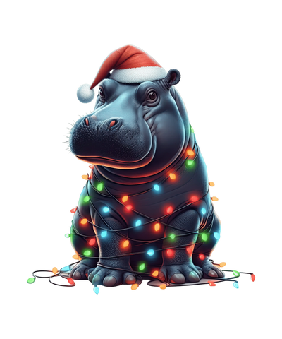 Christmas Hippopotamus Tree Design | DTF Dallas - DTF Dallas 