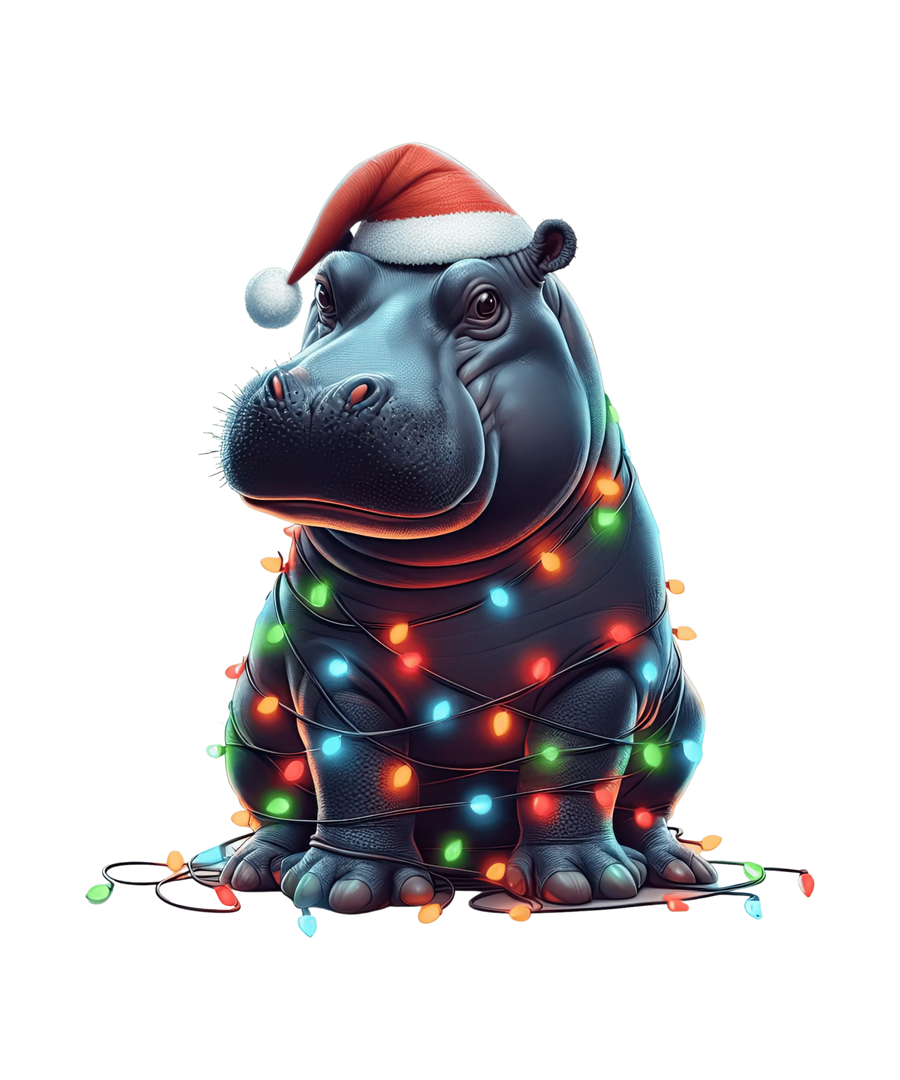 Christmas Hippopotamus Tree Design | DTF Dallas