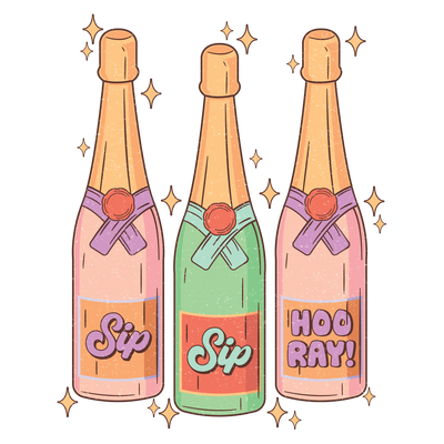 Sip Sip Hooray Christmas Design - DTF Ready To Press - DTF Dallas 
