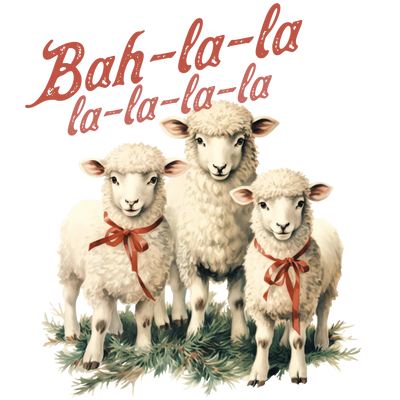 Bah-la Christmas Sheep Design - DTF Ready To Press - DTF Dallas 