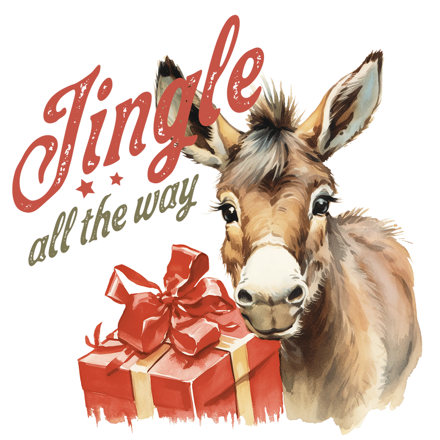 Jingle All the Way Christmas Donkey Design | DTF Dallas