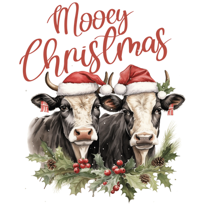 Mooey Christmas Cow Design - DTF Ready To Press - DTF Dallas 