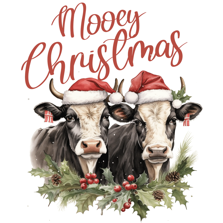 Mooey Christmas Cow Design - DTF Ready To Press