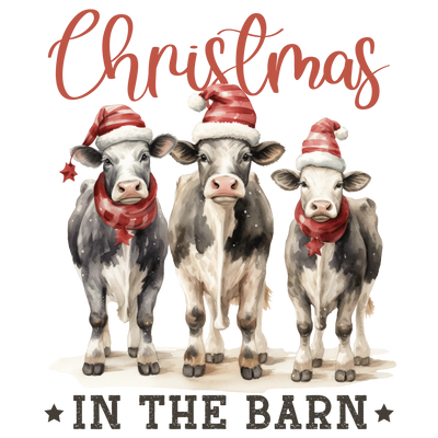In The Barn Christmas Cow Design - DTF Ready To Press - DTF Dallas 