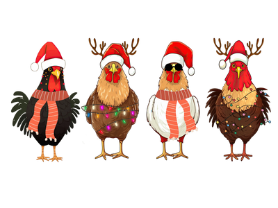 Funny Cockerel Christmas Design - DTF Ready To Press - DTF Dallas 