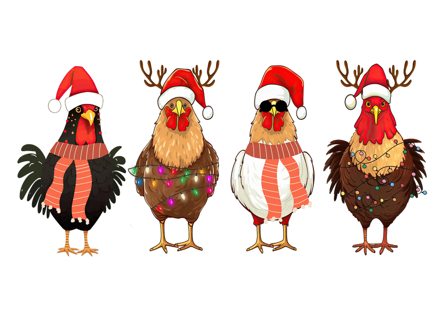 Funny Cockerel Christmas Design - DTF Ready To Press