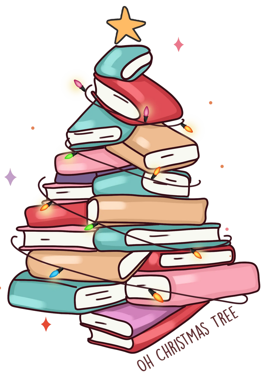 Christmas Books Tree Design - DTF Ready To Press