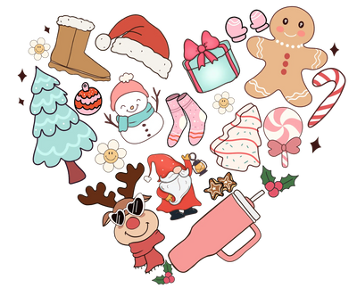 Christmas Heart Design - DTF Ready To Press - DTF Dallas 