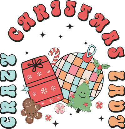 Crazy Christmas Lady Design - DTF Ready To Press - DTF Dallas 