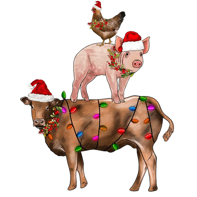 Christmas Farm Animal Design - DTF Ready To Press - DTF Dallas 