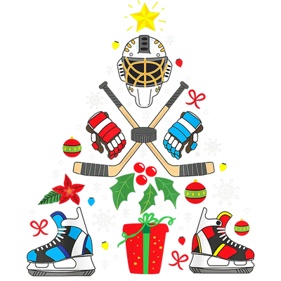 Christmas Hockey Tree Design - DTF Ready To Press - DTF Dallas 