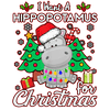 Christmas Hippopotamus Design - DTF Ready To Press