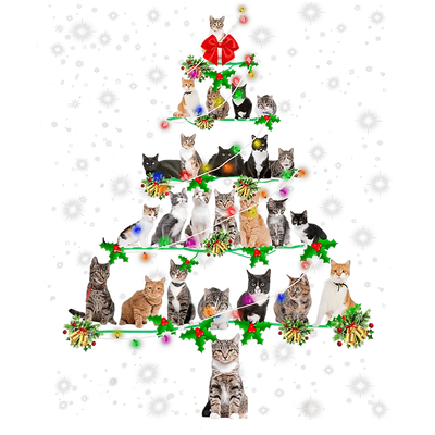 Christmas Cat Tree Design DTF-Ready to Press V1 | DTF Dallas - DTF Dallas 