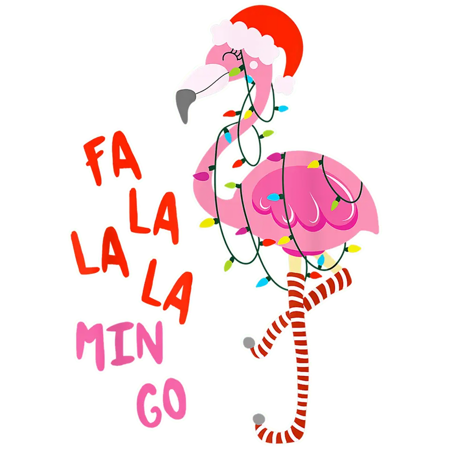 Christmas Flamingo Design DTF-Ready Press (V1) | DTF Dallas