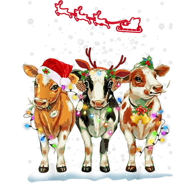 Christmas Cow Design - DTF Ready To Press - DTF Dallas 