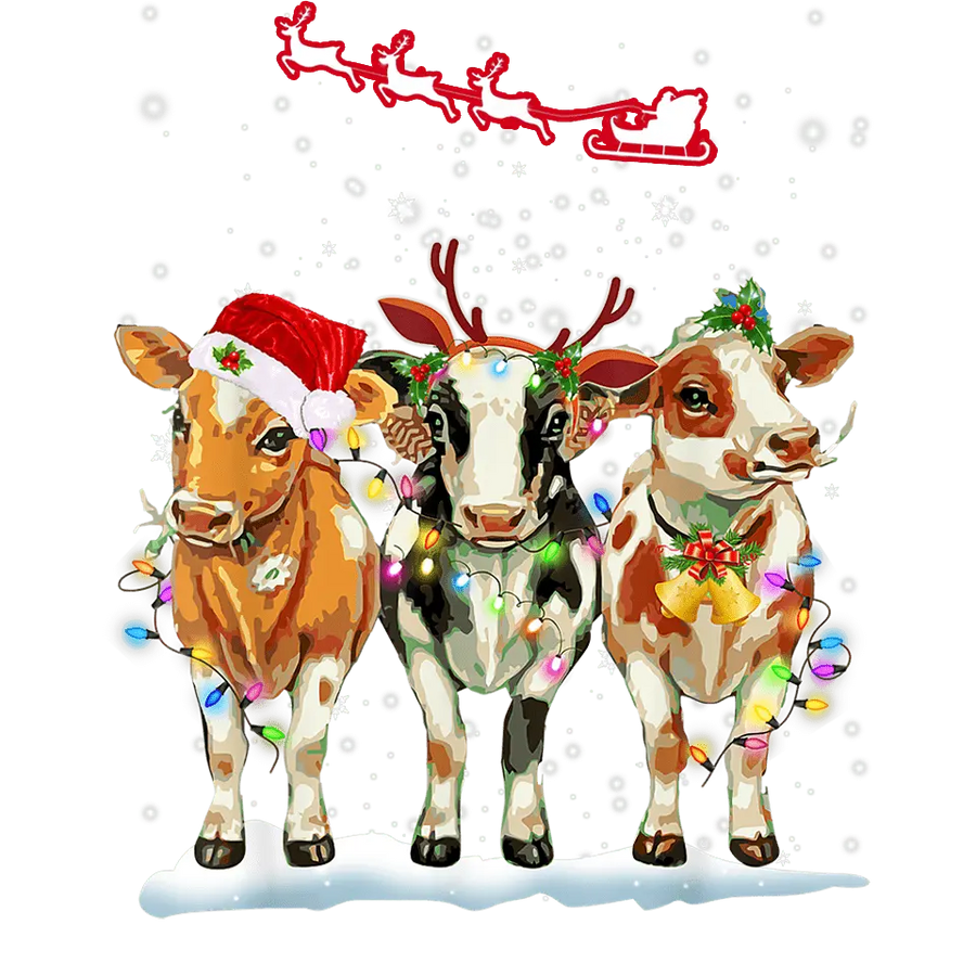 Christmas Cow Design - DTF Ready To Press