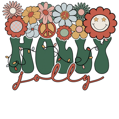 Holly Jolly Christmas Design DTF-Ready to Press | DTF Dallas - DTF Dallas 