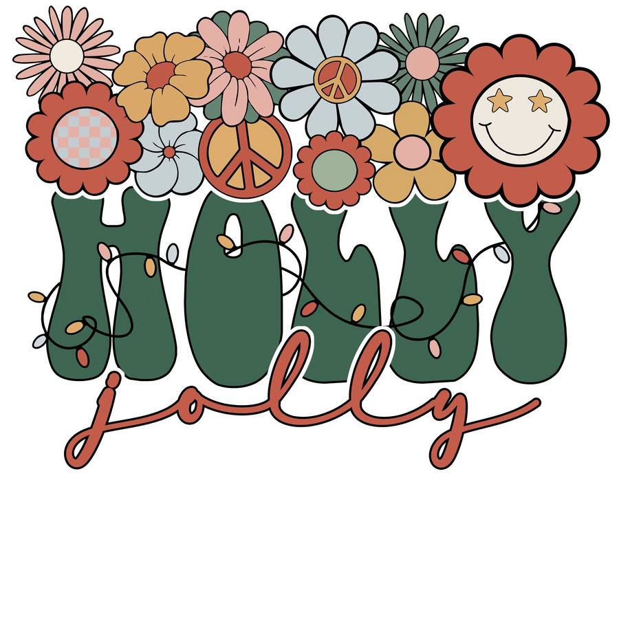 Holly Jolly Christmas Design DTF-Ready to Press | DTF Dallas