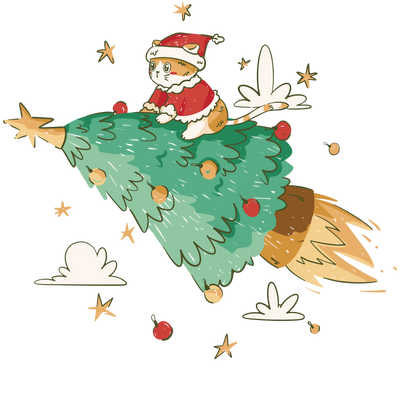 Christmas Cat Design DTF-Ready to Press (V1) | DTF Dallas - DTF Dallas 