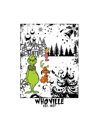 Whoville Grinch Christmas Design - DTF Ready To Press - DTF Dallas 