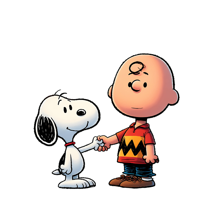 The Peanuts Snoopy And Charlie Brown Cartoon Design pressed on a garment
