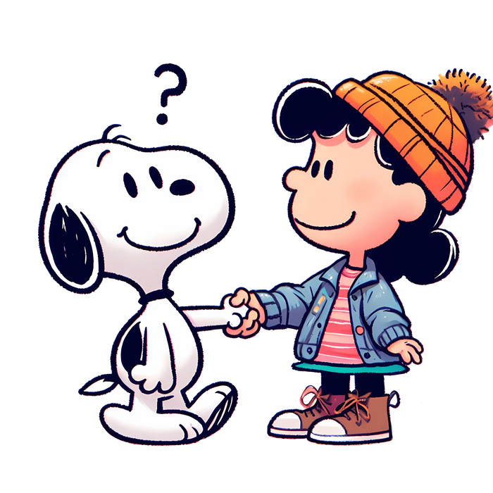 Snoopy and Lucy Van Pelt Cartoon Design V1 pressed on a garment