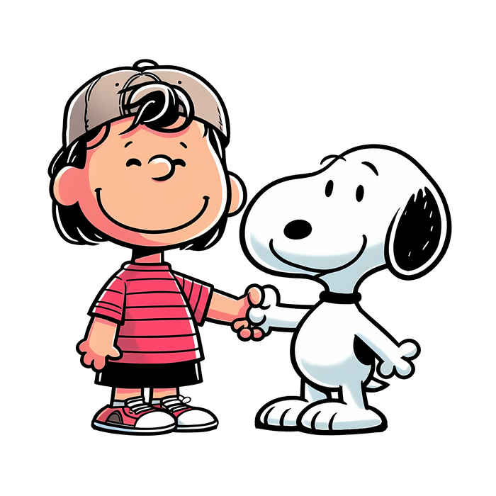 The Peanuts Snoopy & Friends Cartoon Design pressed on a garment