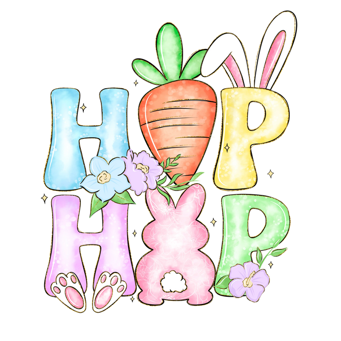 Hip Hop Easter Toddler Design pressed on a garment
