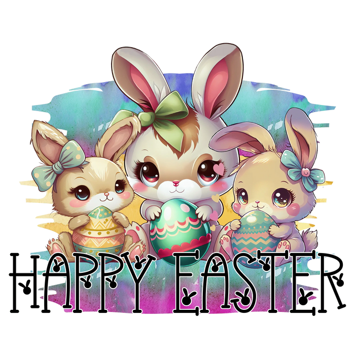 Cute Bunny Happy Easter  (V1) pressed on a garment