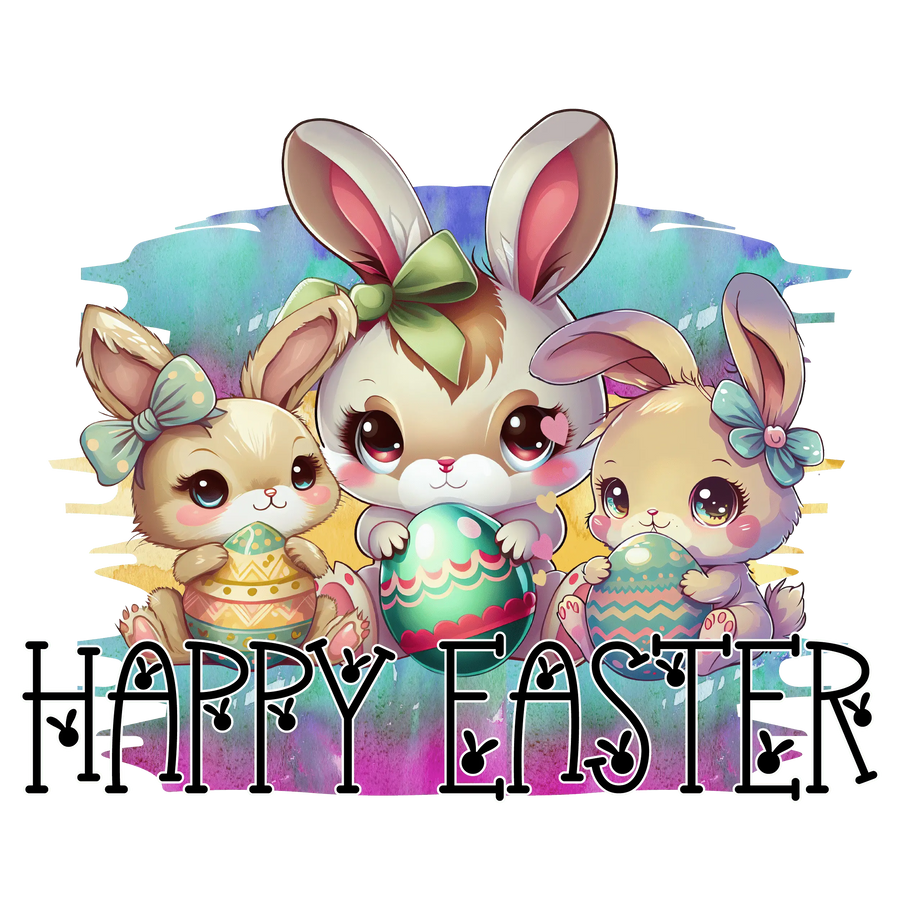 Cute Bunny Happy Easter DTF-Ready to Press (V1) | DTF Dallas