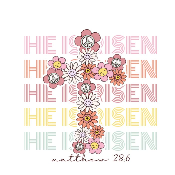 Easter He Is Risen Design pressed on a garment