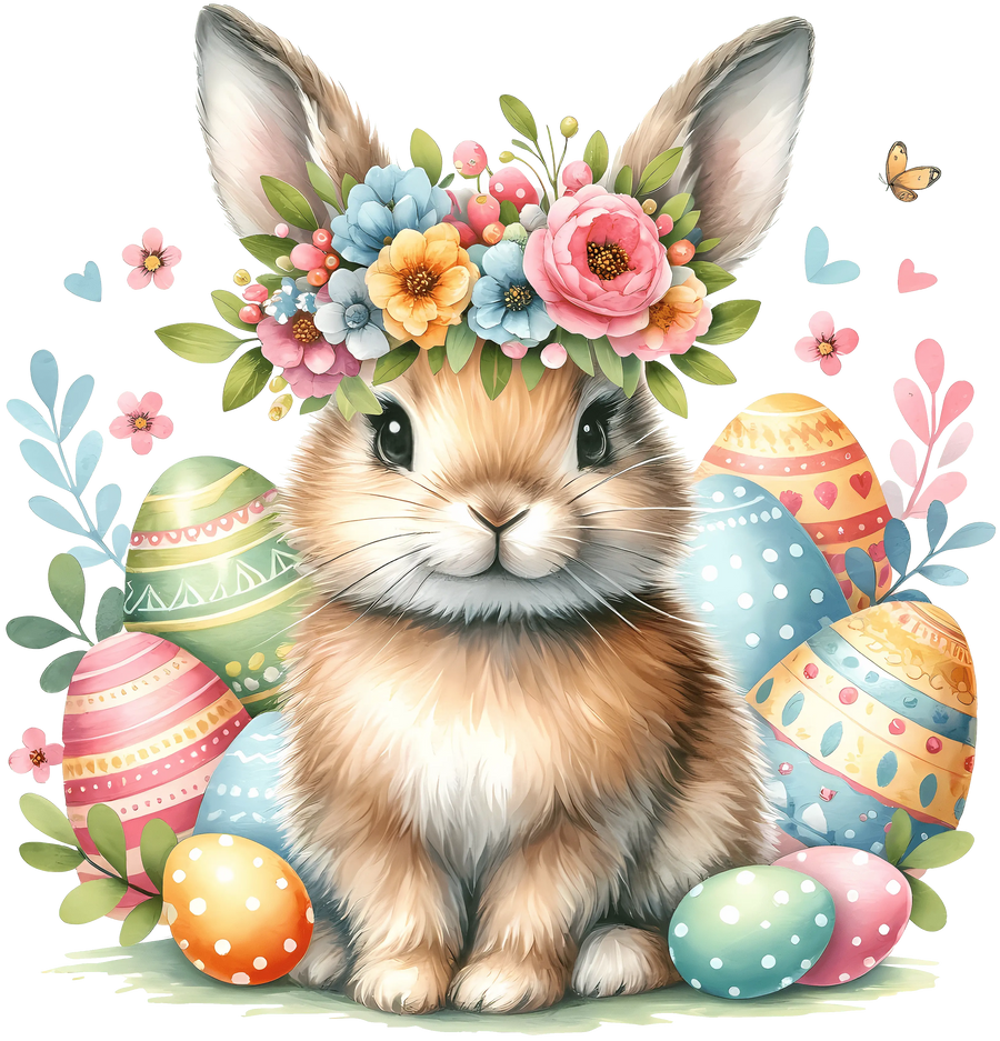 Cute Easter Bunny with Eggs Design | DTF Dallas